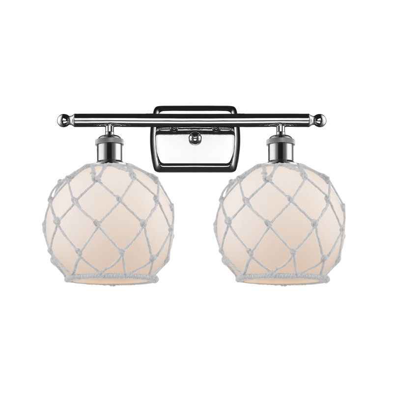 Arriola 2-Light Dimmable Vanity Light, 6 Watt Vinage LED Bulb, White/Off White, Polished Chrome