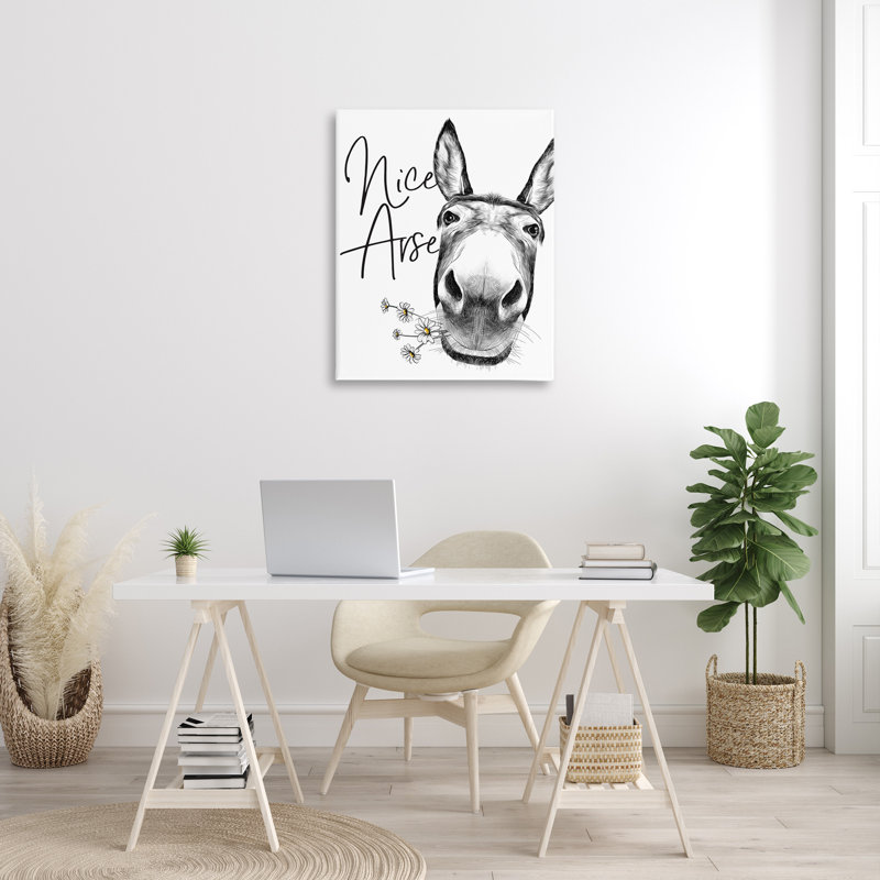 «Donkey Portrait Nice Ass Animal Pun Daisey Florals» par Lettered and Lined - impression, H 20 po x l 16 po