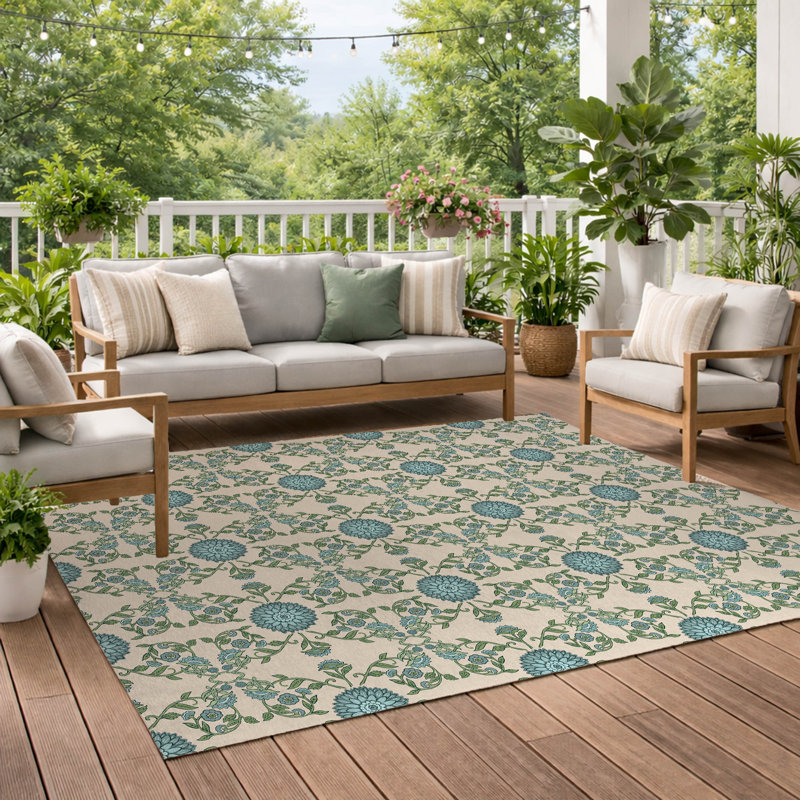 Aria Soft Step Outdoor Area Rug, Rectangle 3' x 2', Ivory