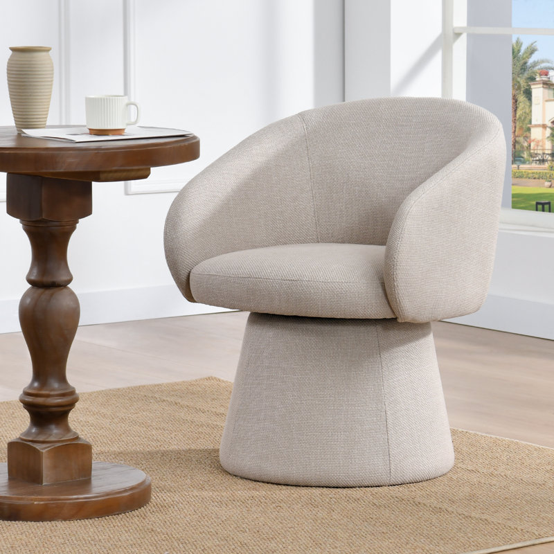 Linen Upholstered Barrel Dining Chair