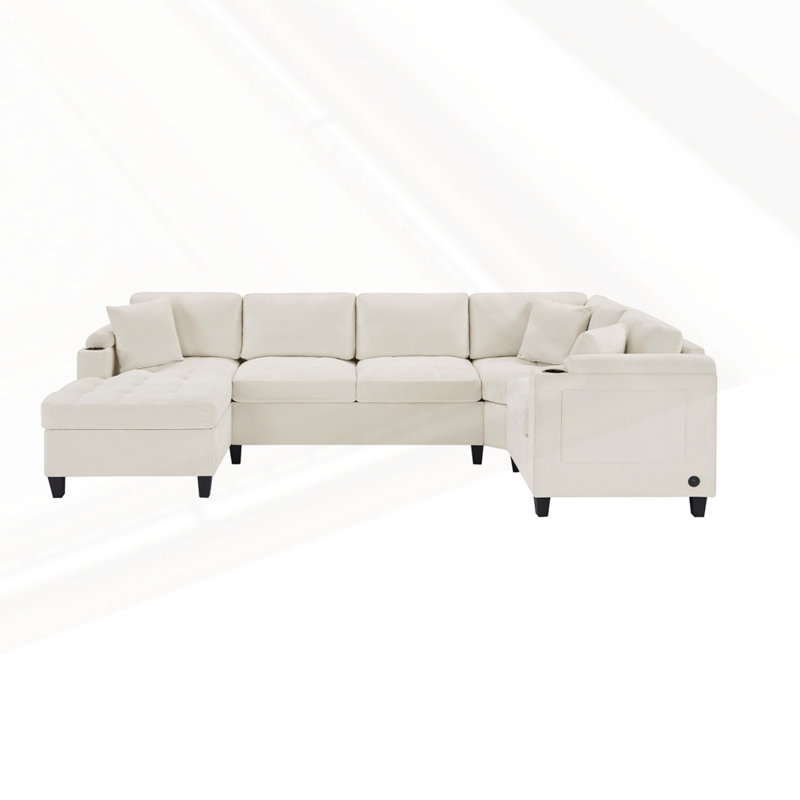 Modern U-shaped Sectional Sofa, Beige