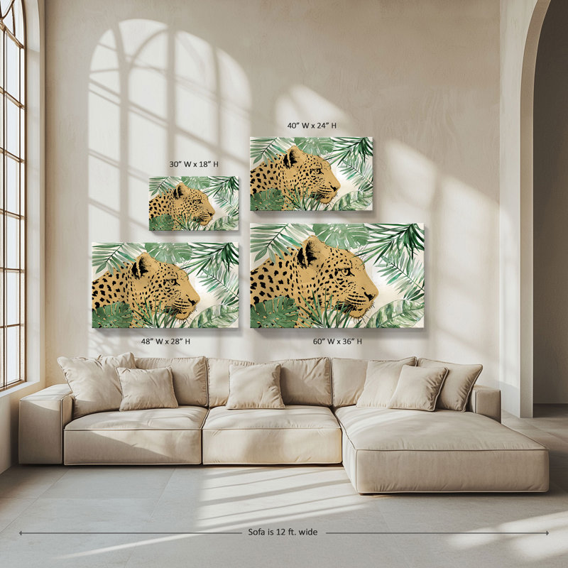 "Palm Leopard I" par Carol Robinson, reproduction sur toile, H 28 po x l 48 po x P 1,5 po