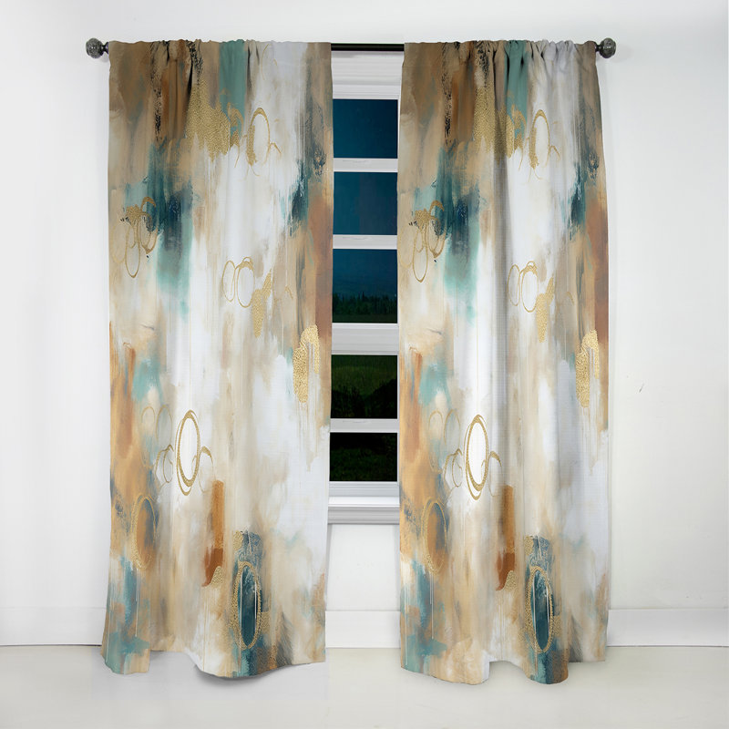Rideau de minimalisme abstrait Gilded Daydream VI - rideau occultant en velours - 1 panneau, L 52 po x L 84 po