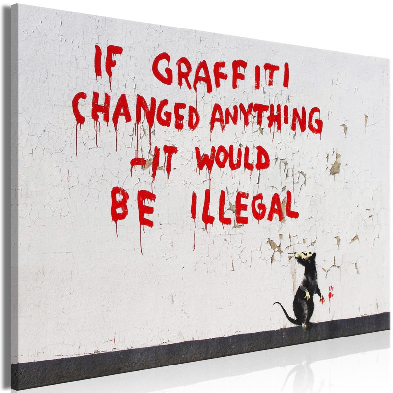 Graffiti illégal Elebash Banksy sur toile, H 16 po x l 24 po x P 0,7 po