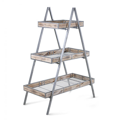 Support pour plante à 3 niveaux en bois et métal