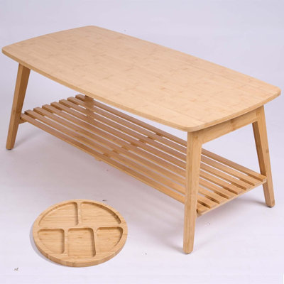 Table basse pliante en bambou, bureau de plancher pour adultes Table basse pour s'asseoir sur le sol Table pliante pour le salon Table japonaise en bambou 19,7 x 38,6 po avec tablette de rangement ouverte