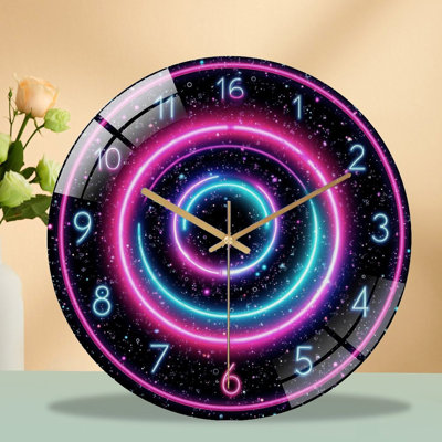 Clock-Face-With-Art - 12'' Modern Glass Wall Clock