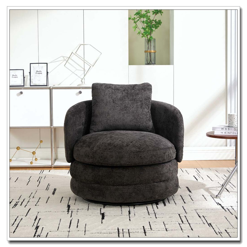 Fauteuil en chenille d'appoint Modern Modern, Gris foncé
