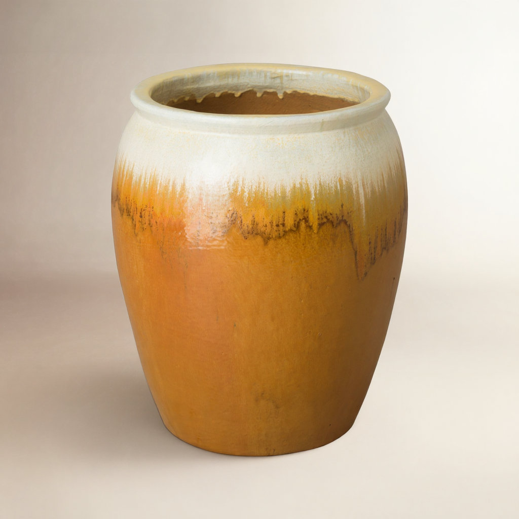 Proberta Ceramic Pot Planter, Amber, 30" H x 23.5" W x 23.5" D