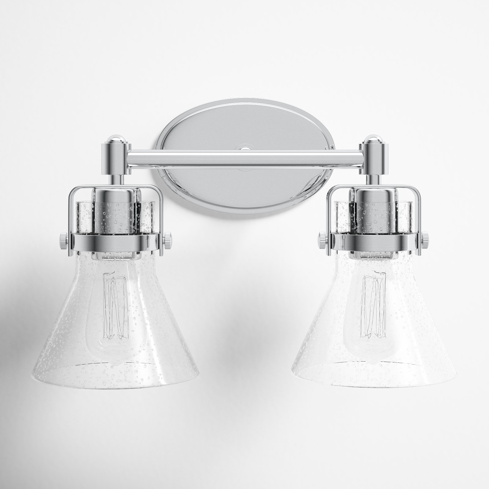 2 Light Seeded Dimmable Vanity Light, No, Polished Chrome