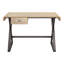 Bureau d'écriture en aluminium doré et gris avec base en métal en forme de X