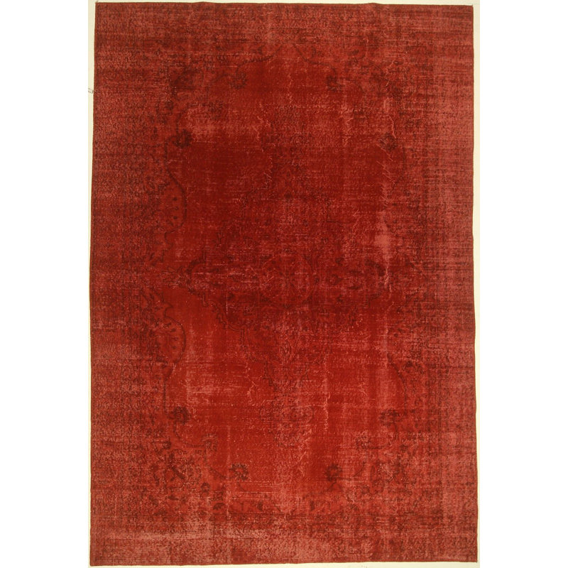 Hand Knotted Abstract Area Rug in Red