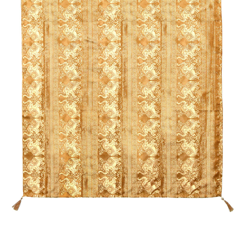 Nappe en soie imprimé thaïlandais Golden Elephant, Or