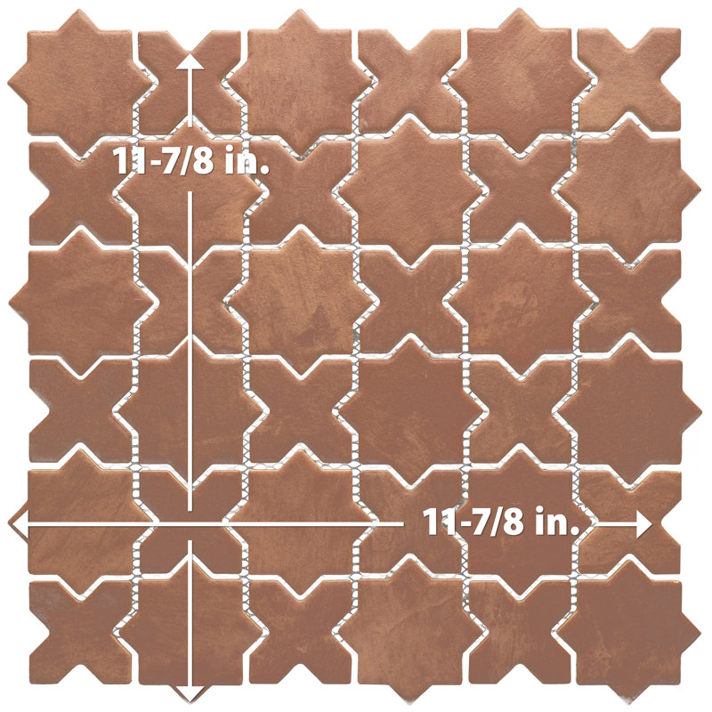 Sentier Des Cotto Star W/Cross 11-7/8 In. X 11-7/8 In. Porcelain Mosaic Tile