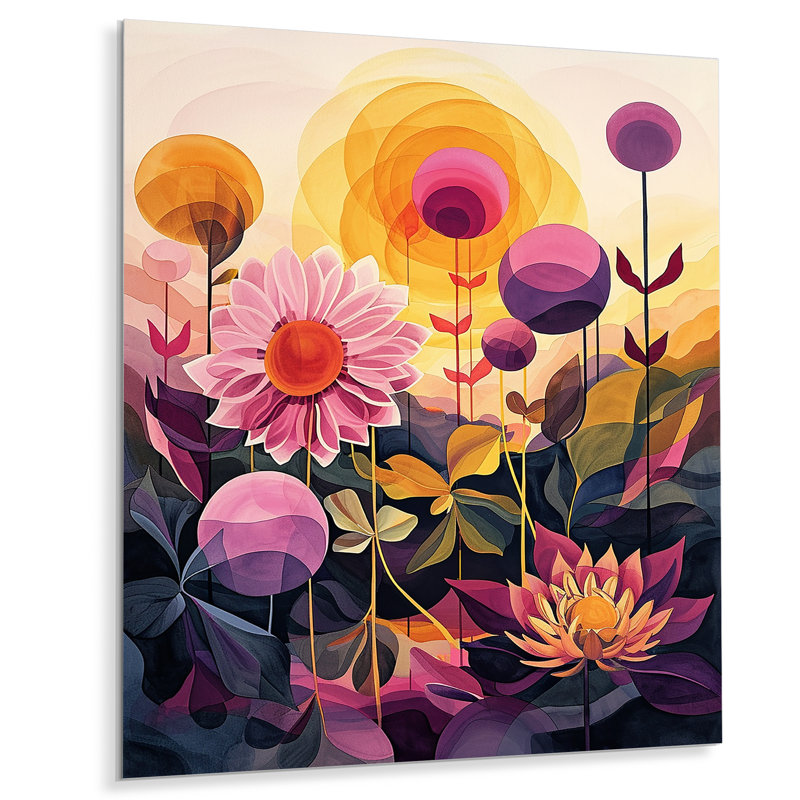 Rétro fleurs printanières - fleurs sauvages dans le salon, H 20 po x l 12 po x P 1 po, Métal métal