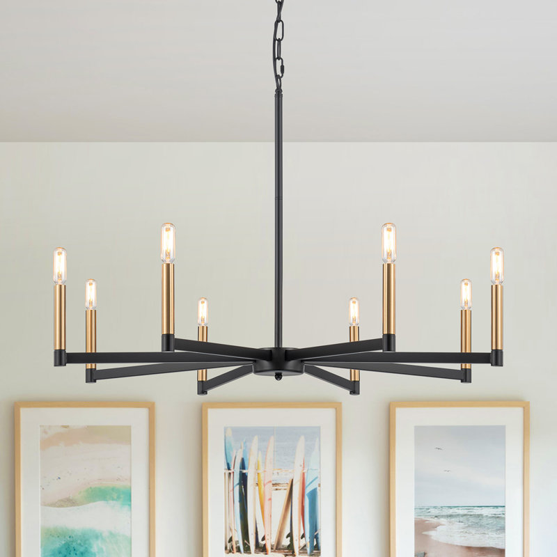 Lustre de style Mid-Century moderne Alcaraz, Or / noir mat