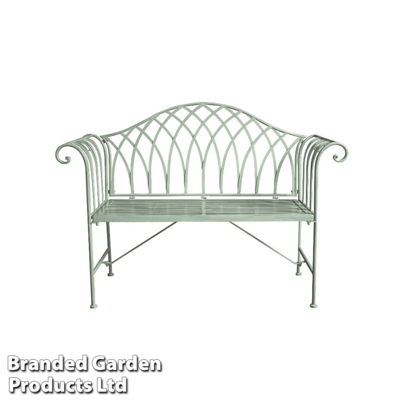 Versailles Wrought Iron Garden Outdoor Bench, Sage Green