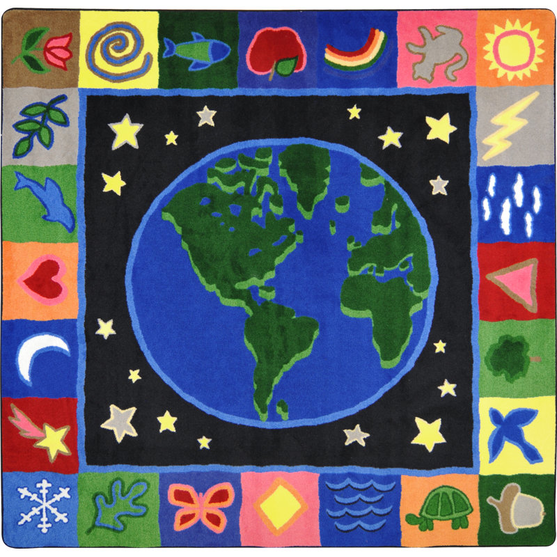 Educational Earthworks Multicolor by Joy Carpets Area Rug, Square 7'7"