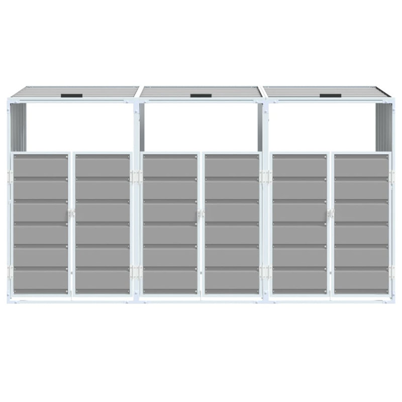 Wheelie Bin Storage for Triple Bins Gray 85 x 31.9 x 45.3 in Steel Outdoor Trash Bin Storage, Gray