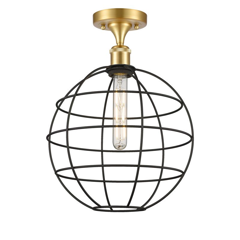 Plafonnier semi-encastré 1 lumière Ballston Lake Placid, Or satiné, H 16 po x l 12 po x P 12 po