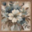 Présentoir floral bleu et brun clair