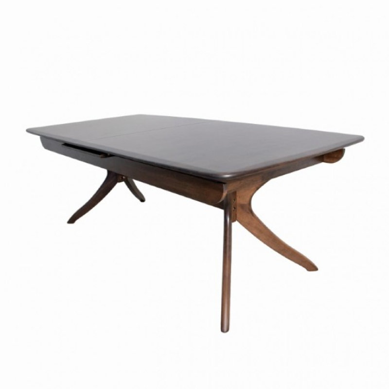 Ensemble de table de salle à manger Viki 7 pièces, extensible, chaises en tissu ivoire, bois brun