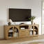 Meuble télé 70 po avec portes en verre arqué; meuble télé avec tiroirs et armoires; console média et centre de divertissement-25849396