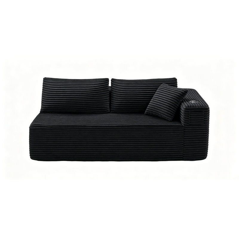 Canapé à compression 70 po avec accoudoir gauche, Black