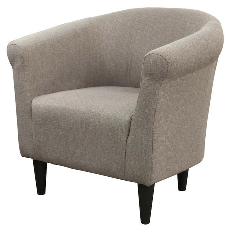 Liam Upholstered Barrel Chair, Depalma Putty Basketweave