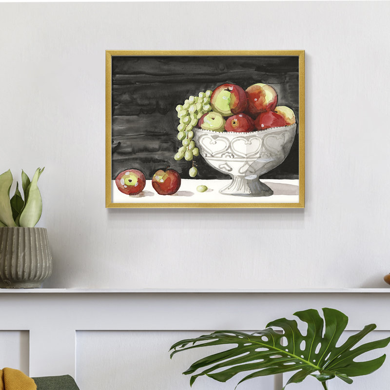Aquarelle, bol à fruits I - reproduction encadrée - réarmable, H 22 po x l 28 po