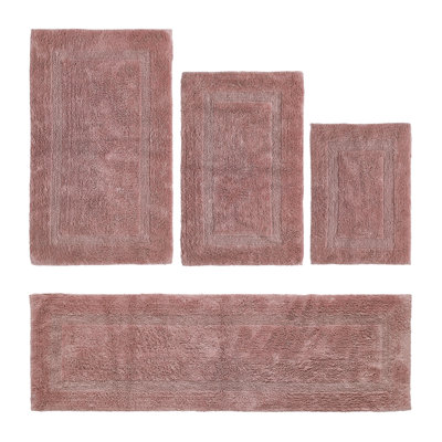 Ensemble de tapis pour salle de bain 100% coton Lux Premium 2370 GSM, lavable à la machine, super absorbant et tapis de bain réversible en tissage touffeté pour salle de bain, douche et baignoire, tapis certifiés Oeko-Tex, rose