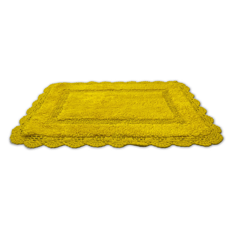 Tapis pour salle de bain en crochet, 24 x 17 pouces, Jaune