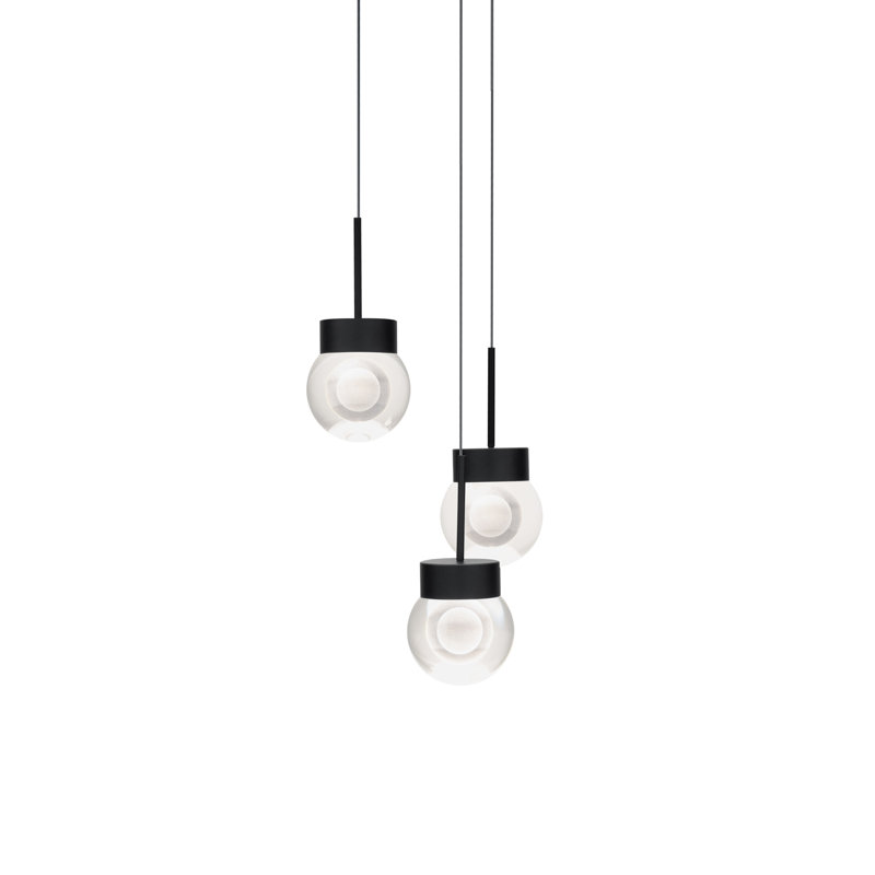 Double Bubble LED Multi-Light Pendant, 3, Aged Brass, 1.5" H x 11.75" W x 11.75" D