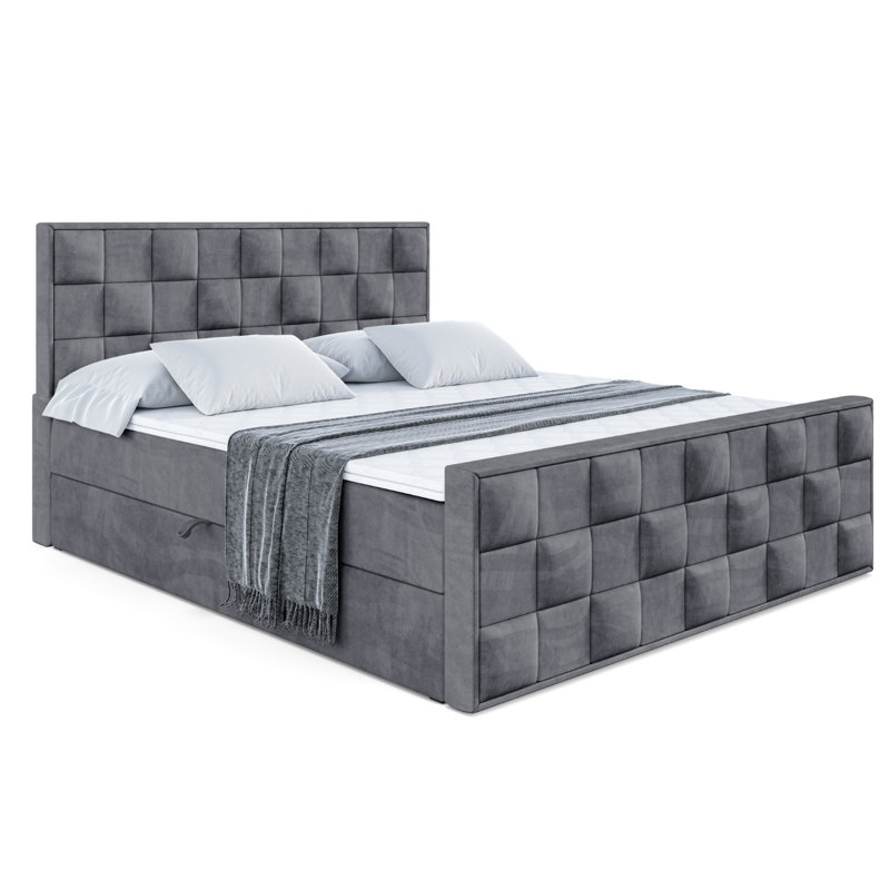 Ryah Bed with Mattress, Dark Grey, 180 x 200cm