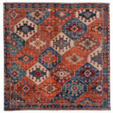 High-Quality Hand-Knotted Red And Navy Area Rug