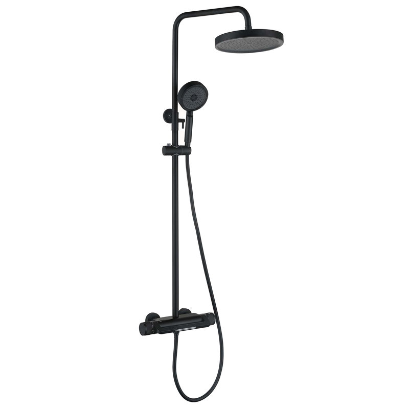 10" Luxury Thermostatic Rainfall Shower Head and Three Settings Hand Shower, Solid Brass Shower Faucet Set with Rough-in Valve
