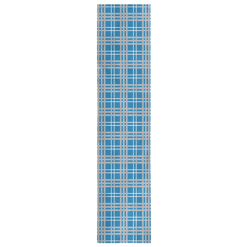 Paid Polyester Table Runner, 72" L x 16" W, Honolulu Blue/White/Silver