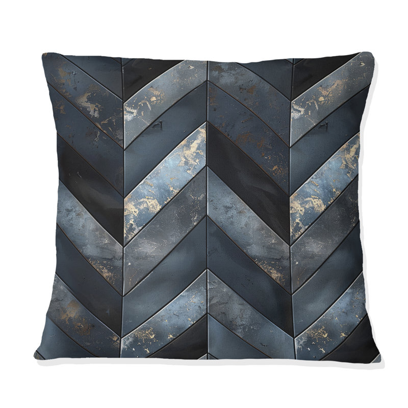 Coussin décoratif gris et noir à chevrons magiques IV, 18" x 18"