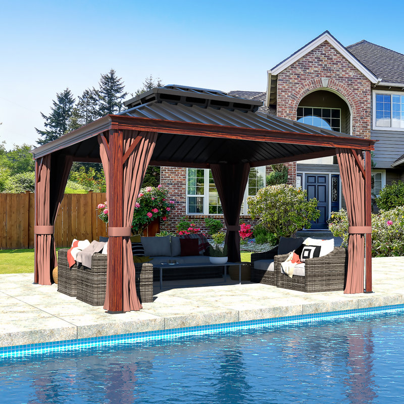 Veikous Hardtop Double-Roofed Aluminum Patio Gazebo Multiple Sizes, 12' x 10'