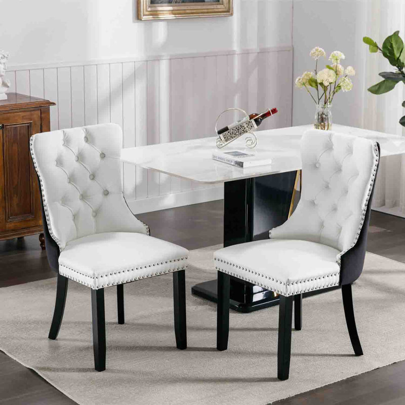 Gaudet Fulkerson Tufted Upholstered Side Chair, Black/White Incorrect, Black