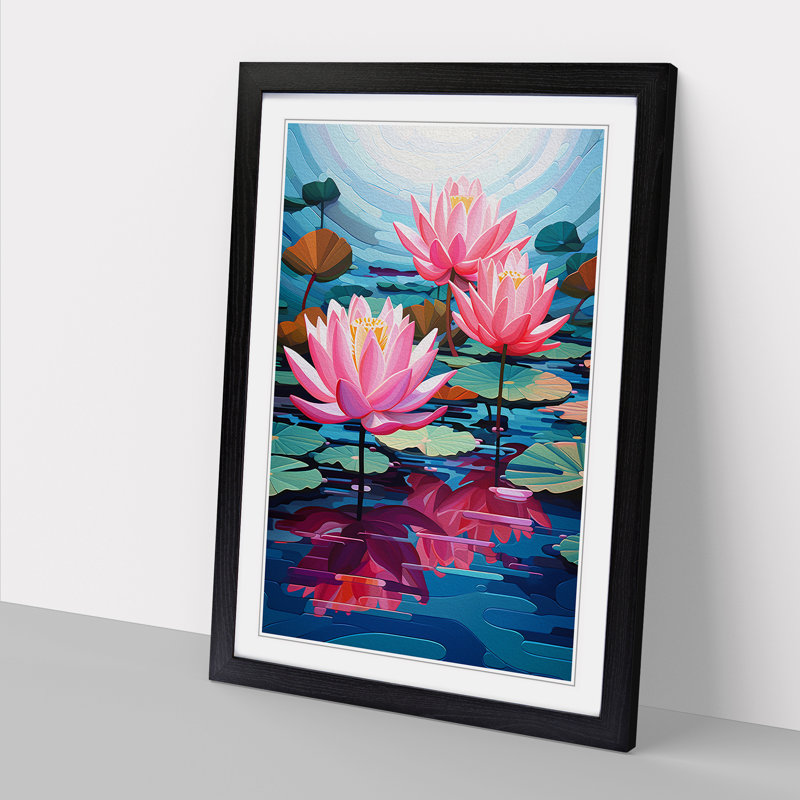 Water Lily Constructivism No.3 - Framed Print, Black , 34cm H x 25cm W x 2cm D