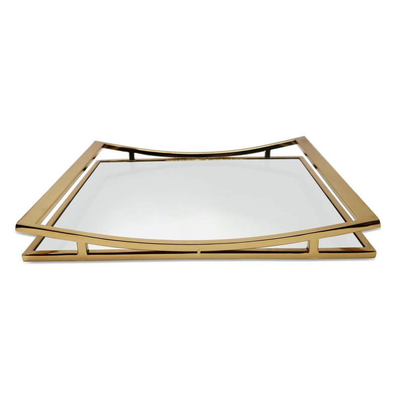 Plateau miroir carré, Doré