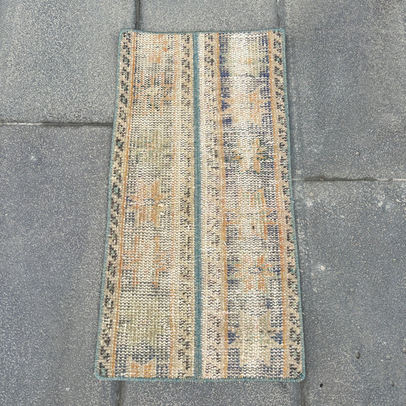 Vintage Handmade Turkish Rug with Geometric Pattern Ideal for Bohemian Style Home Decor
