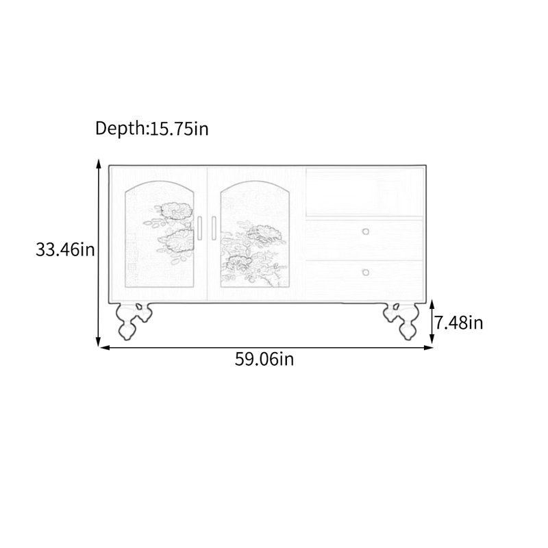 Buffet à deux portes avec plateau de table large