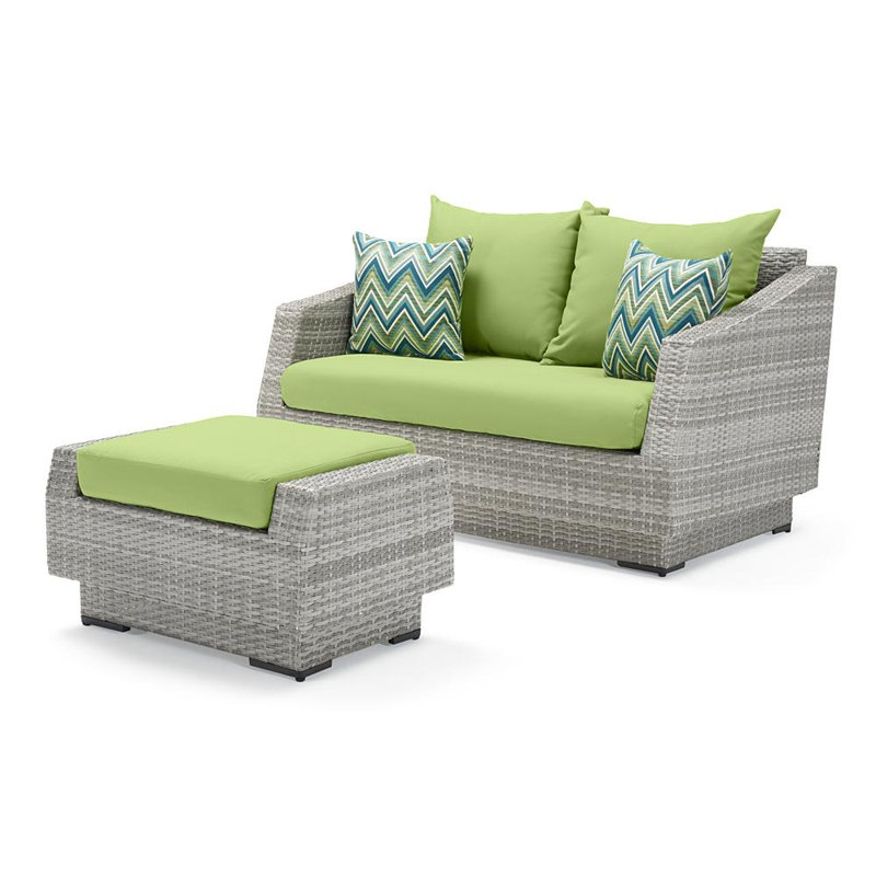 Cannes 6 Piece Love and Club Deep Seating Group with Cushions, Canvas Ginkgo Sunbrella® Canvas