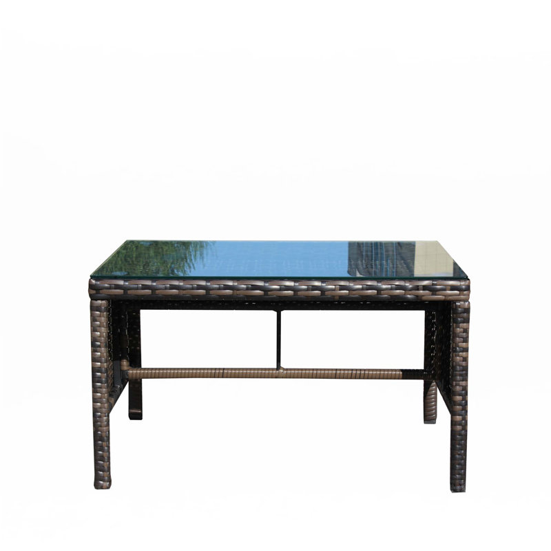 Table basse d'extérieur 1 table basse avec verre trempé transparent