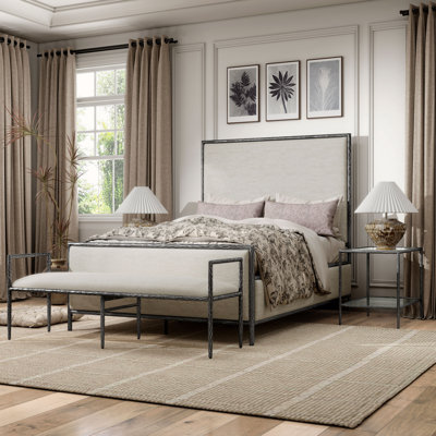 Lalia Modern Hammered Metal 4-Piece Bedroom Set