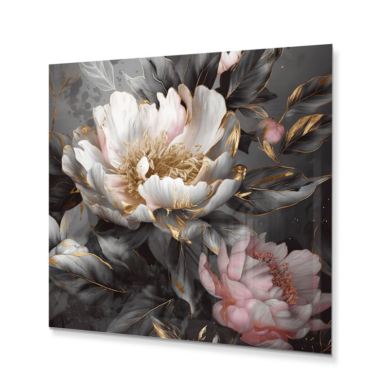 Pivoines roses et grises de Northbridge II, H 36 po x l 36 po x P 1 po