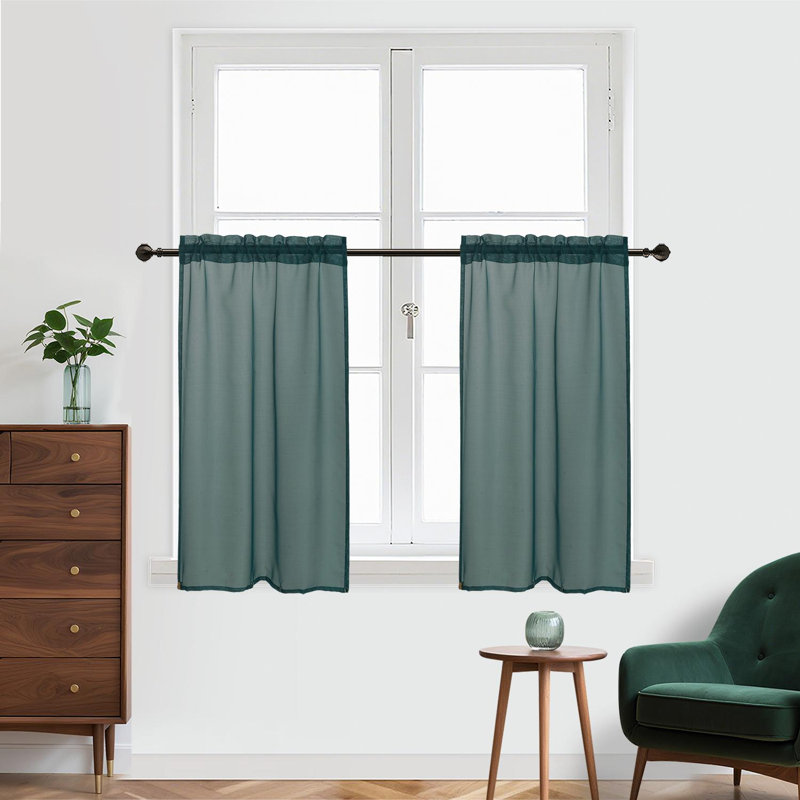 Rideau court 2 panneaux filtrant la lumière, 39"W x 18"L (Pack of 2), Dark Green