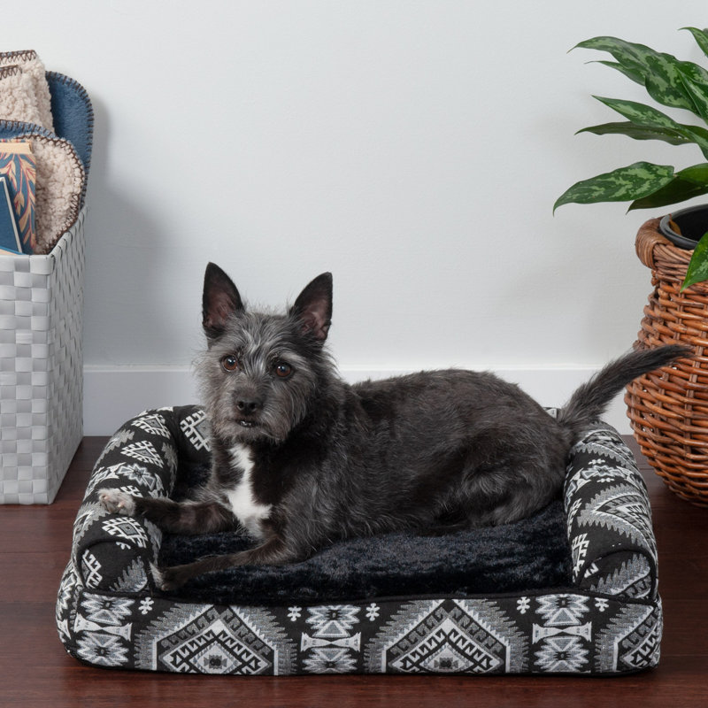 Orthopedic Polyester Pet Bed, Medium (30" W x 20" D x 6" H), Black Medallion , Orthopedic Foam
